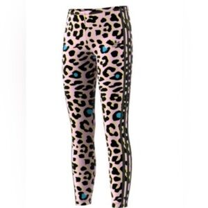 adidas Kids Leopard Print Leggings - Pink, Black, Blue